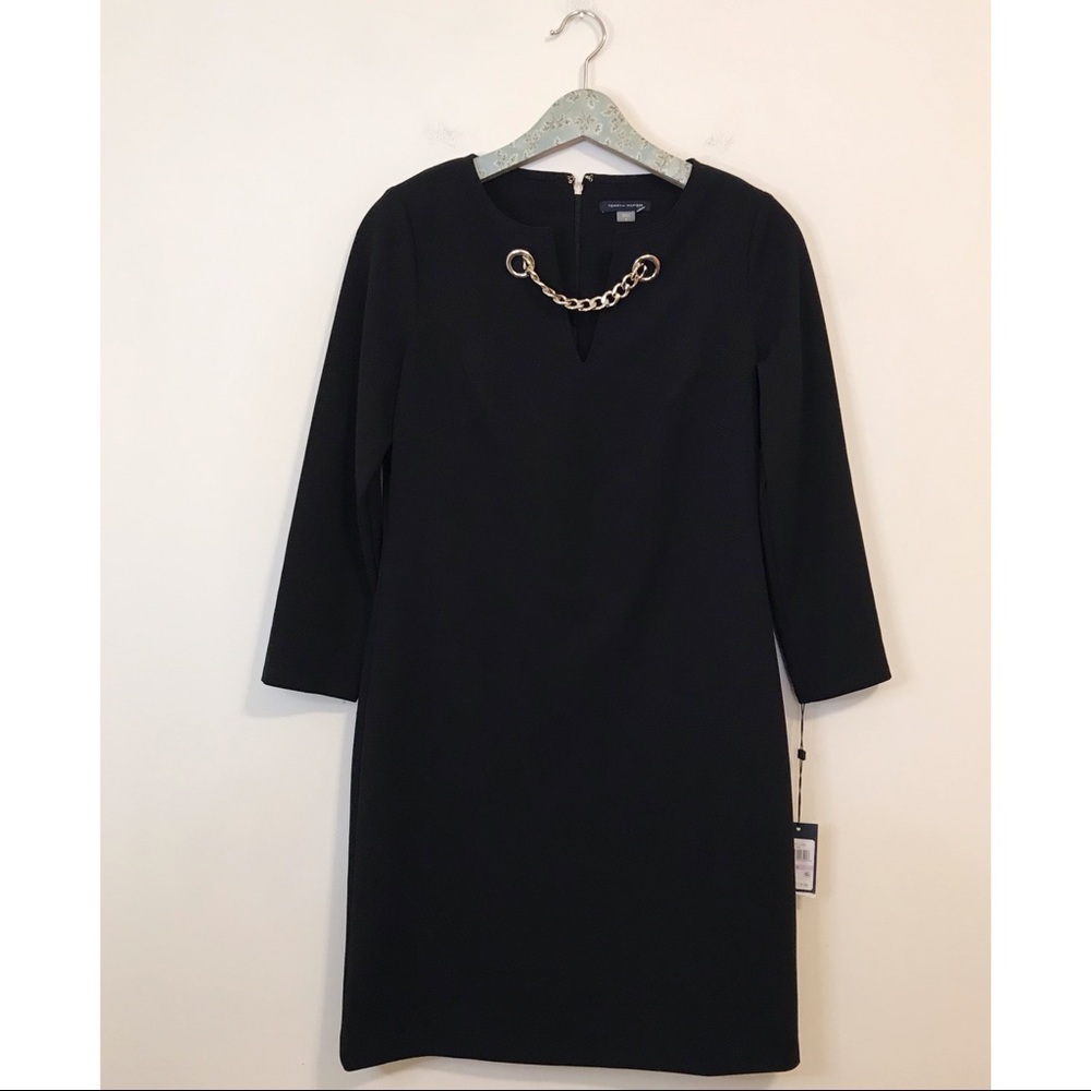 NWT Tommy Hilfiger Chain Accent Sheath Dress Black